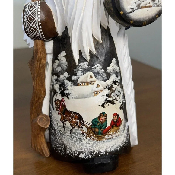 G. DeBREKHT SANTA FIGURINE  WOOD RARE HOLIDAY CARVING Limited Edition Signed 9” - Picture 3 of 14
